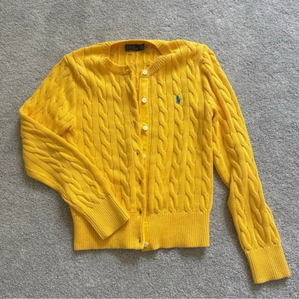 Ralph Lauren Cable Knit Cotton Crewneck Cardigan